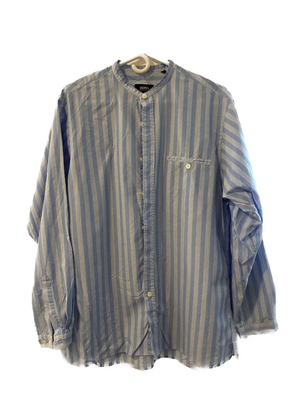 Hugo Boss Striped Band Collar Button-Down Shirt